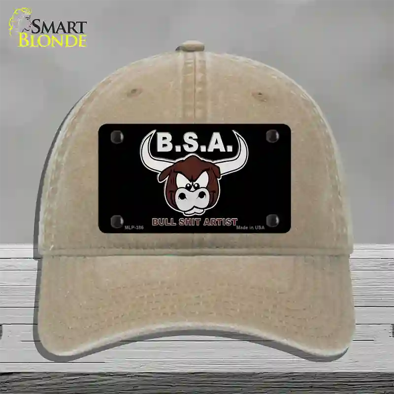 Bull Shit Artist Novelty License Plate Hat Unconstructed Cotton / Khaki