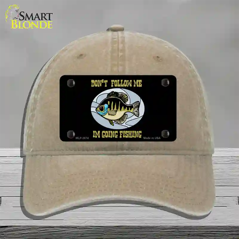 Dont Follow Me Novelty License Plate Hat Unconstructed Cotton / Khaki