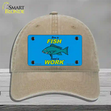 Born To Fish Novelty License Plate Hat Unconstructed Cotton / Khaki