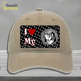 I Love My Bulldog Novelty License Plate Hat Unconstructed Cotton / Khaki