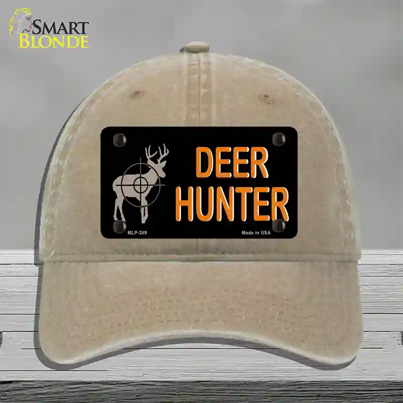 Deer Hunter Novelty License Plate Hat Unconstructed Cotton / Khaki