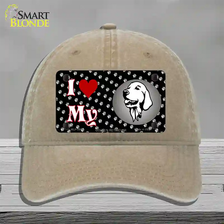 I Love My Golden Retriever Novelty License Plate Hat Unconstructed Cotton / Khaki