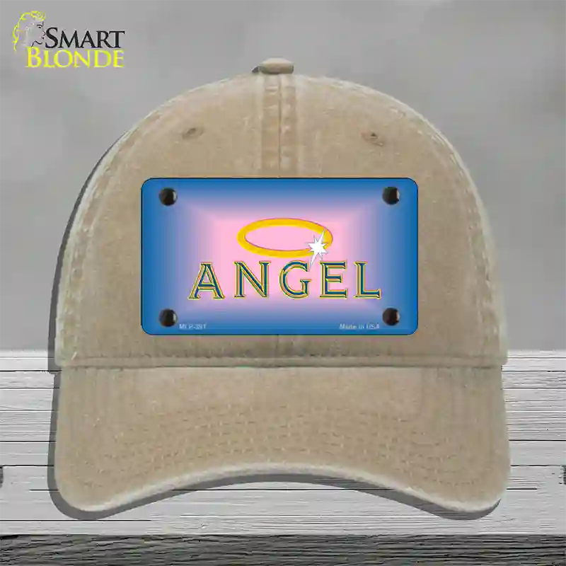 Angel Novelty License Plate Hat Unconstructed Cotton / Khaki