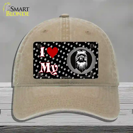 I Love My Pekingese Novelty License Plate Hat Unconstructed Cotton / Khaki