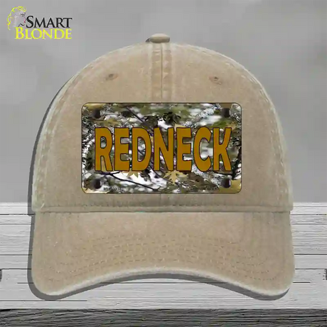 Redneck Camo Novelty License Plate Hat Unconstructed Cotton / Khaki