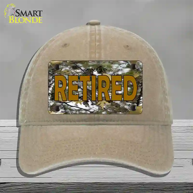 Retired Camouflage Novelty License Plate Hat Unconstructed Cotton / Khaki