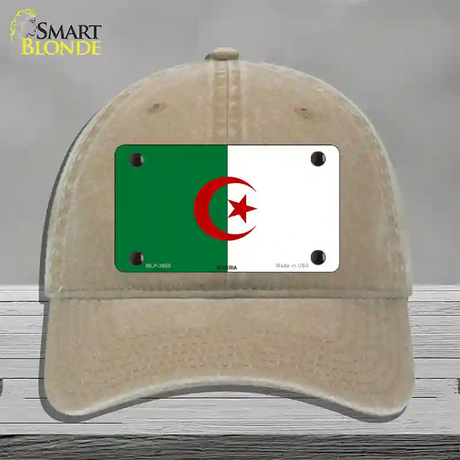 Algeria Flag Novelty License Plate Hat Unconstructed Cotton / Khaki