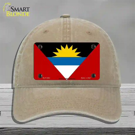 Antigua & Barbuda Flag Novelty License Plate Hat Unconstructed Cotton / Khaki