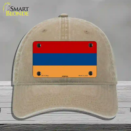 Armenia Flag Novelty License Plate Hat Unconstructed Cotton / Khaki