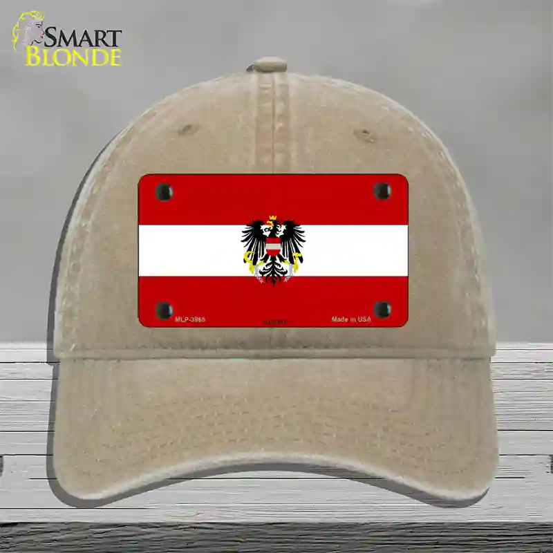 Austria Flag Novelty License Plate Hat Unconstructed Cotton / Khaki