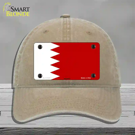 Bahrain Flag Novelty License Plate Hat Unconstructed Cotton / Khaki