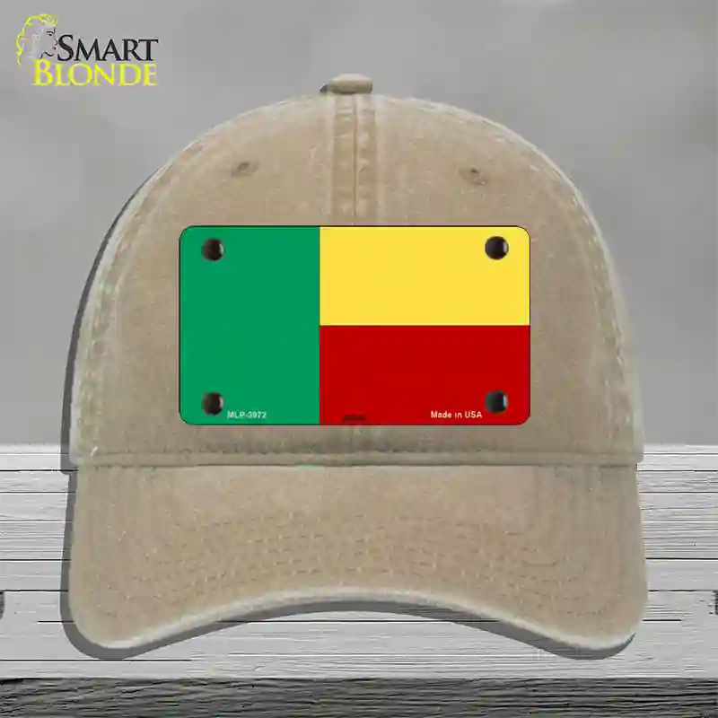 Benin Flag Novelty License Plate Hat Unconstructed Cotton / Khaki