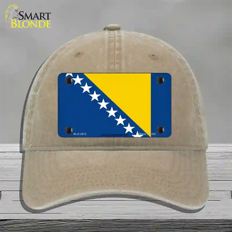 Bosnia Herzegovina Flag Novelty License Plate Hat Unconstructed Cotton / Khaki