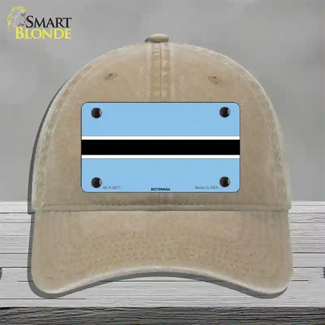 Botswana Flag Novelty License Plate Hat Unconstructed Cotton / Khaki