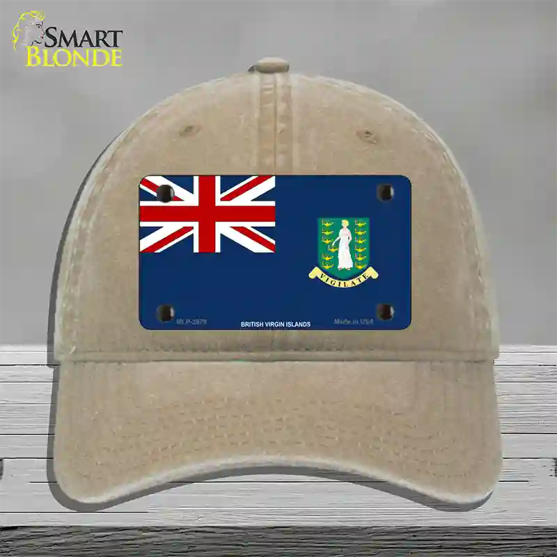 British Virgin Islands Flag Novelty License Plate Hat Unconstructed Cotton / Khaki