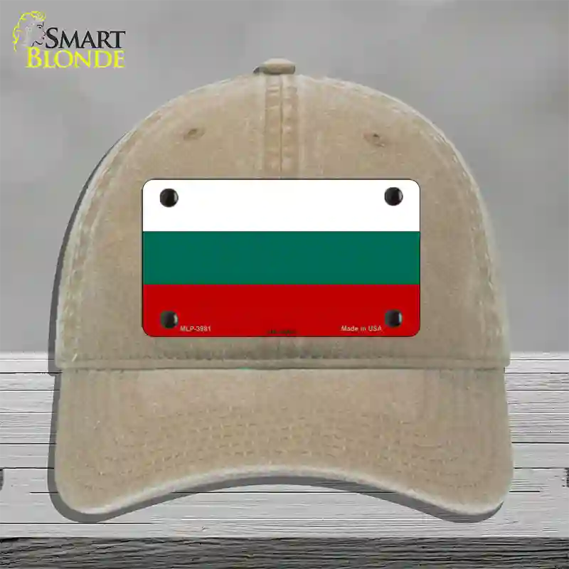 Bulgaria Flag Novelty License Plate Hat Unconstructed Cotton / Khaki