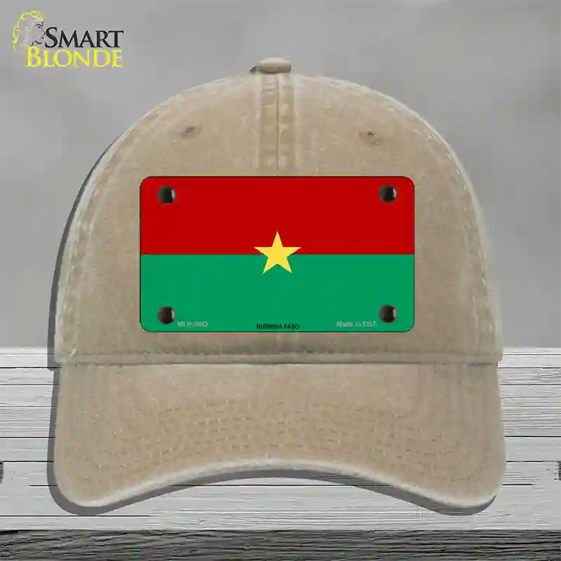 Burkina Faso Flag Novelty License Plate Hat Unconstructed Cotton / Khaki