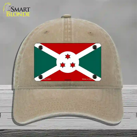 Burundi Flag Novelty License Plate Hat Unconstructed Cotton / Khaki