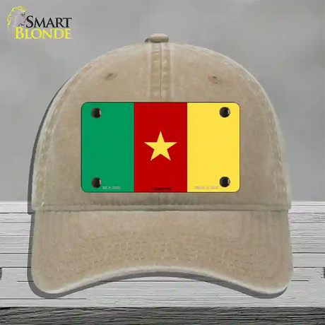 Cameroon Flag Novelty License Plate Hat Unconstructed Cotton / Khaki