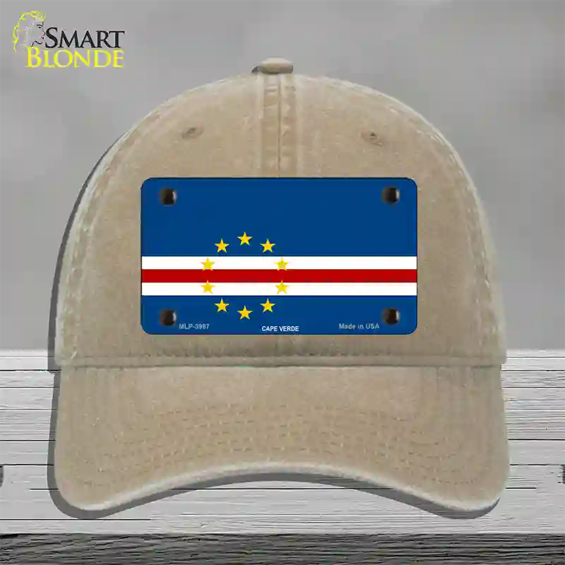 Cape Verde Flag Novelty License Plate Hat Unconstructed Cotton / Khaki