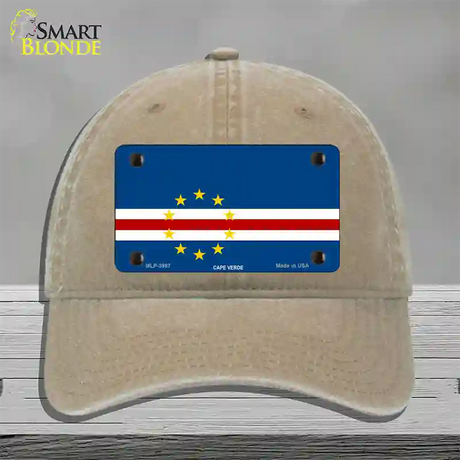 Cape Verde Flag Novelty License Plate Hat Unconstructed Cotton / Khaki