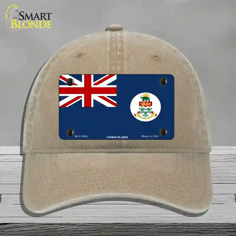 Cayman Islands Flag Novelty License Plate Hat Unconstructed Cotton / Khaki