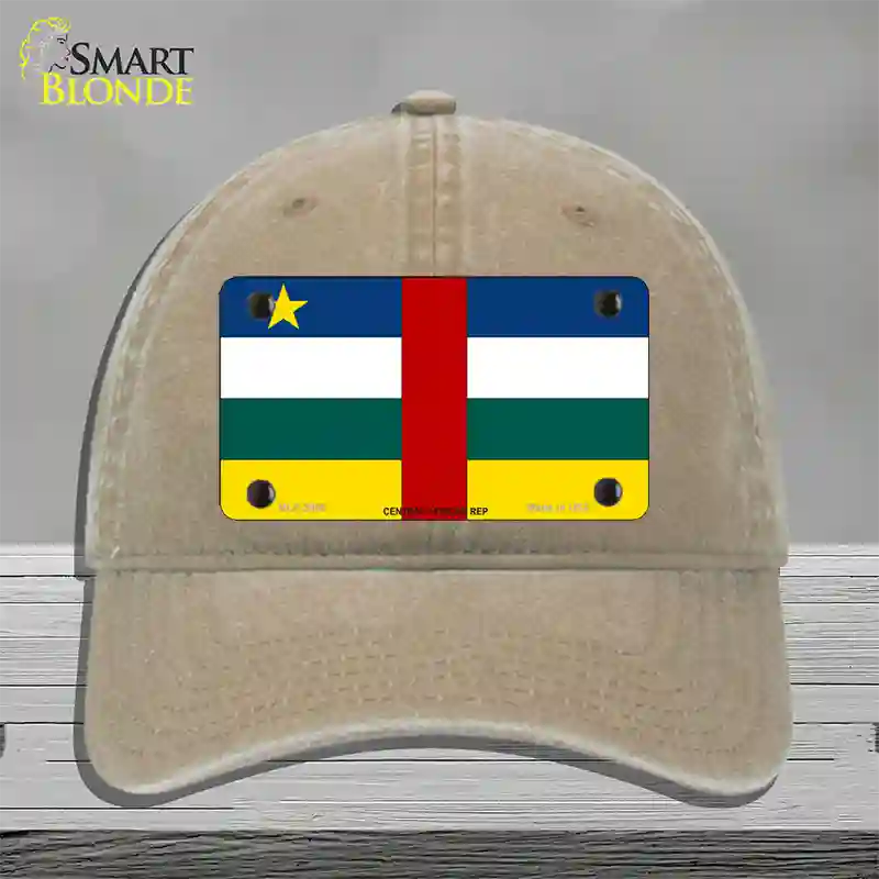 Central African Rep Flag Novelty License Plate Hat Unconstructed Cotton / Khaki