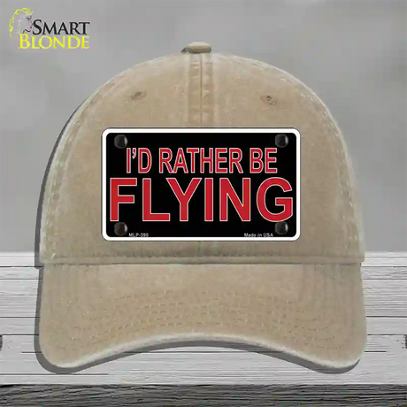 Rather Be Flying Novelty License Plate Hat Unconstructed Cotton / Khaki