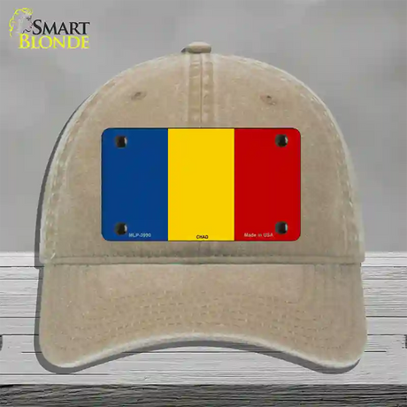 Chad Flag Novelty License Plate Hat Unconstructed Cotton / Khaki