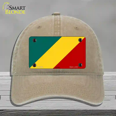 Congo Flag Novelty License Plate Hat Unconstructed Cotton / Khaki