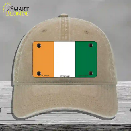 Cote D Ivoire Flag Novelty License Plate Hat Unconstructed Cotton / Khaki