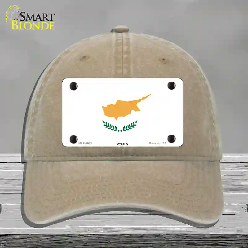 Cyprus Flag Novelty License Plate Hat Unconstructed Cotton / Khaki