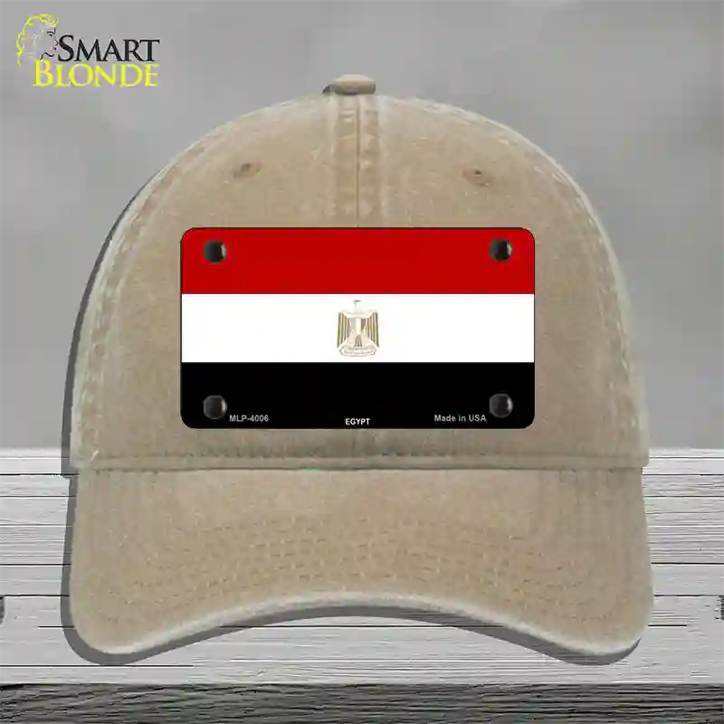 Egypt Flag Novelty License Plate Hat Unconstructed Cotton / Khaki