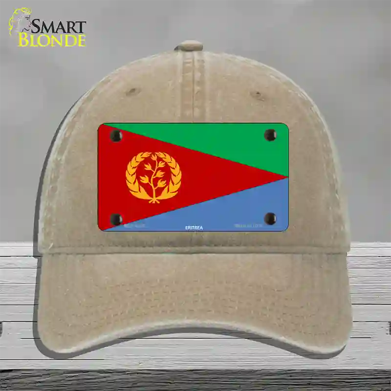 Eritrea Flag Novelty License Plate Hat Unconstructed Cotton / Khaki