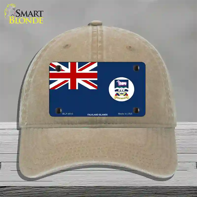 Falkland Islands Flag Novelty License Plate Hat Unconstructed Cotton / Khaki