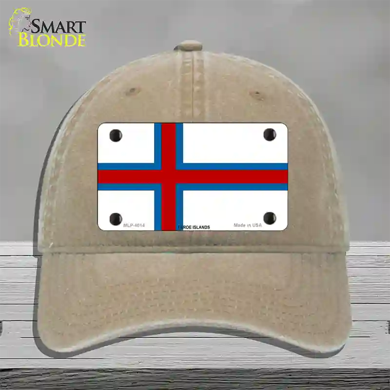 Faroe Islands Flag Novelty License Plate Hat Unconstructed Cotton / Khaki