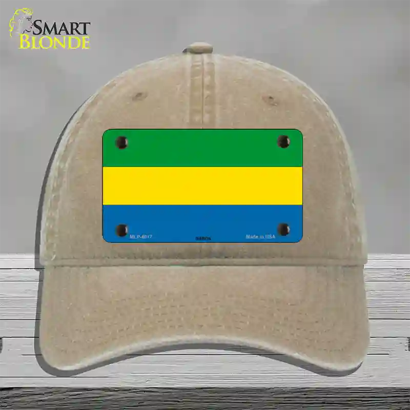 Gabon Flag Novelty License Plate Hat Unconstructed Cotton / Khaki