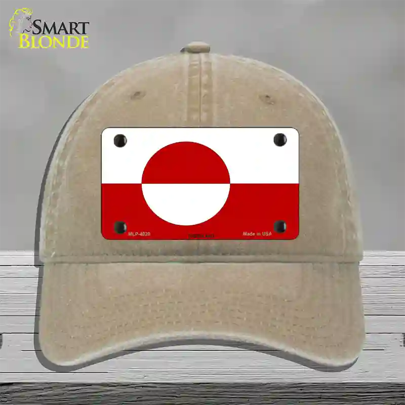 Greenland Flag Novelty License Plate Hat Unconstructed Cotton / Khaki