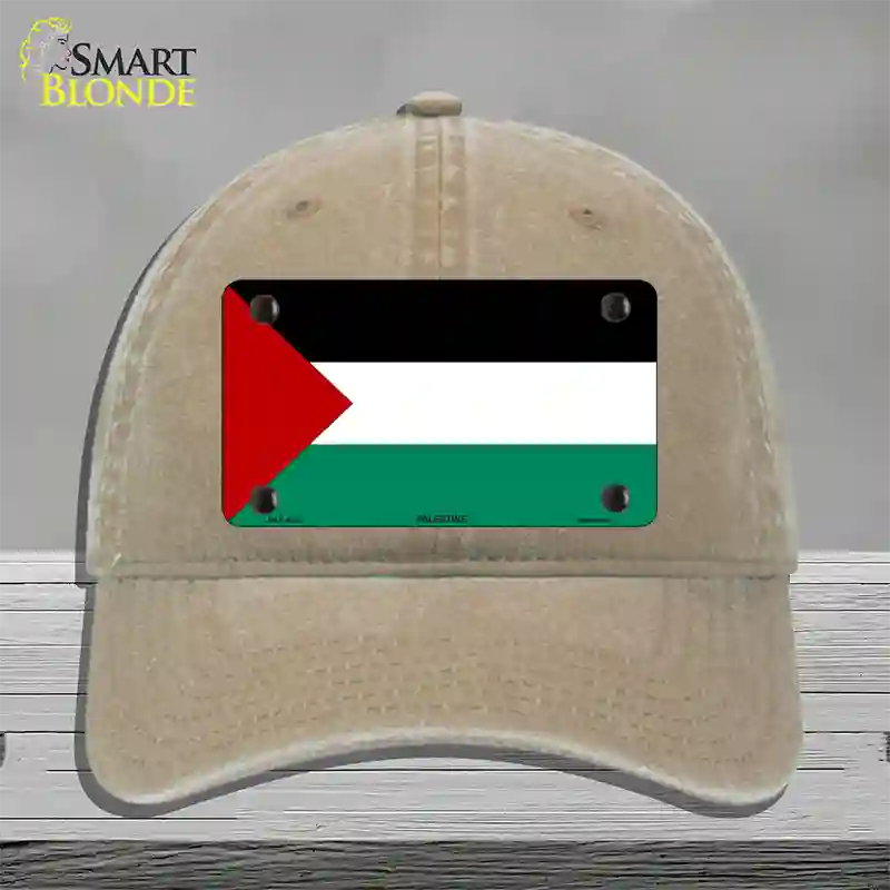 Palestine Country Flag Novelty License Plate Hat Unconstructed Cotton / Khaki