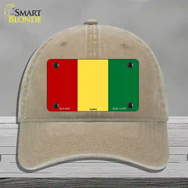 Guinea Flag Novelty License Plate Hat Unconstructed Cotton / Khaki