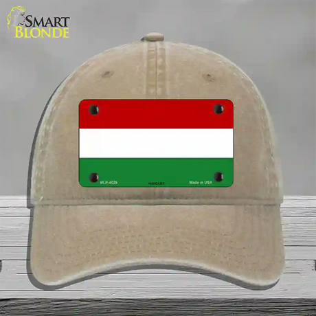 Hungary Flag Novelty License Plate Hat Unconstructed Cotton / Khaki