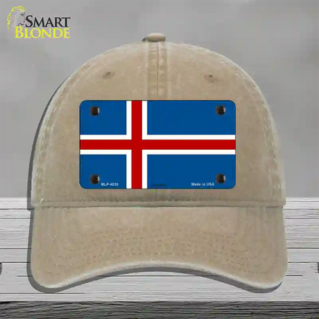 Iceland Flag Novelty License Plate Hat Unconstructed Cotton / Khaki