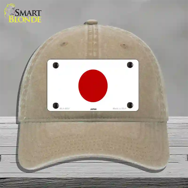 Japan Flag Novelty License Plate Hat Unconstructed Cotton / Khaki