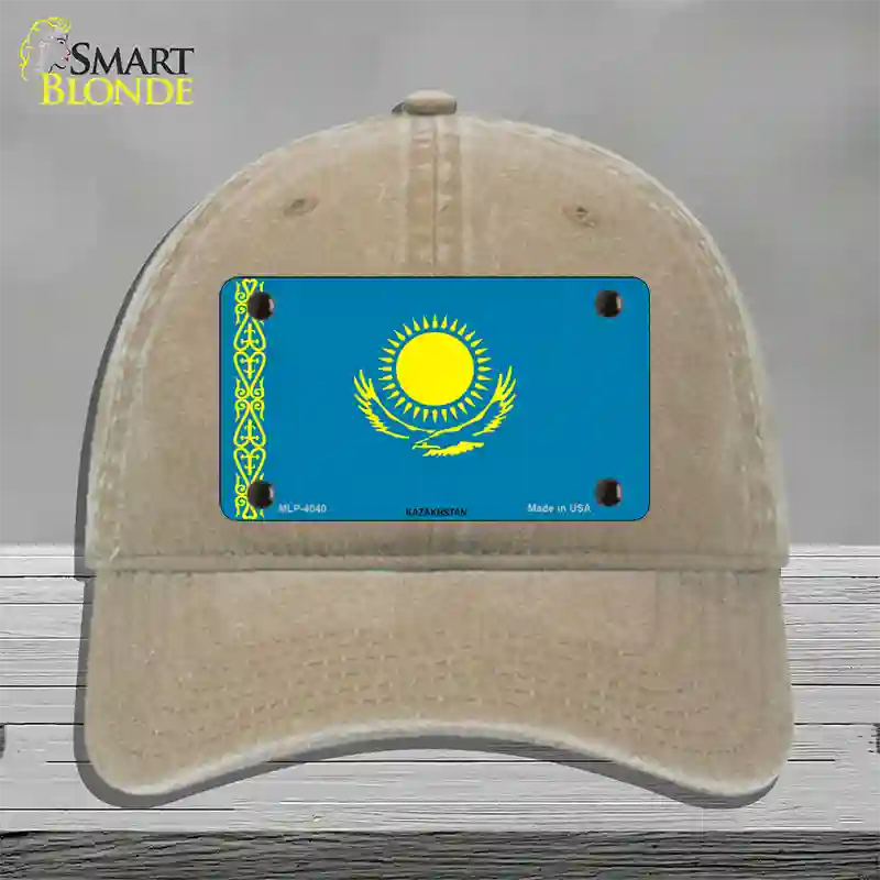 Kazakhstan Flag Novelty License Plate Hat Unconstructed Cotton / Khaki