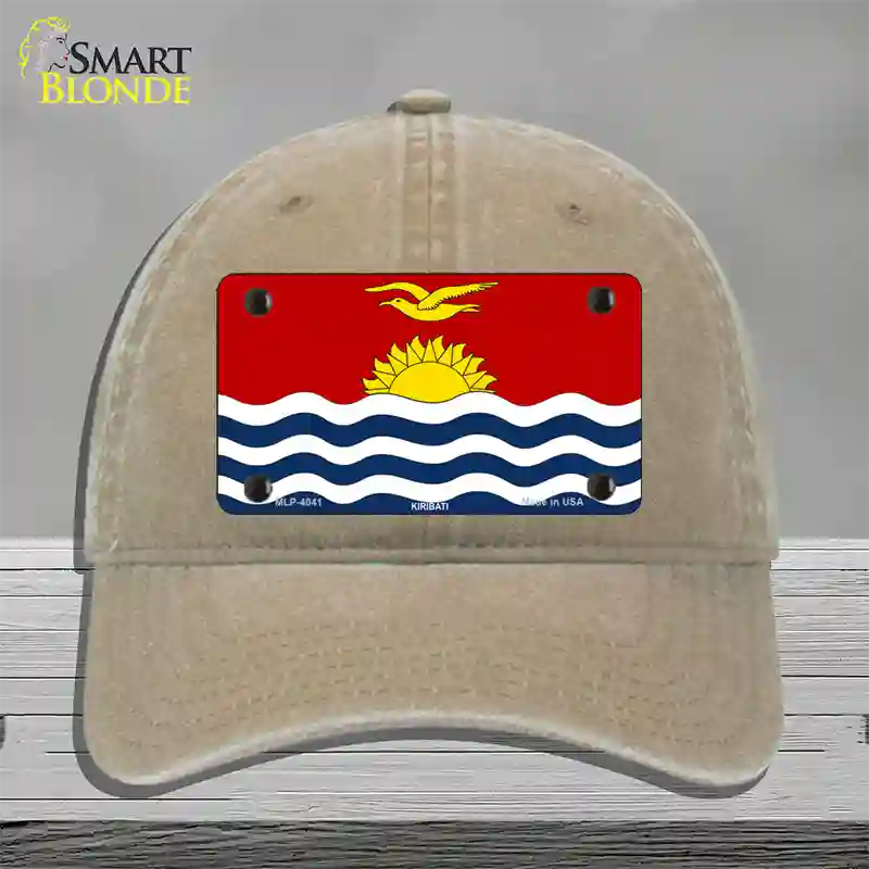 Kiribati Flag Novelty License Plate Hat Unconstructed Cotton / Khaki