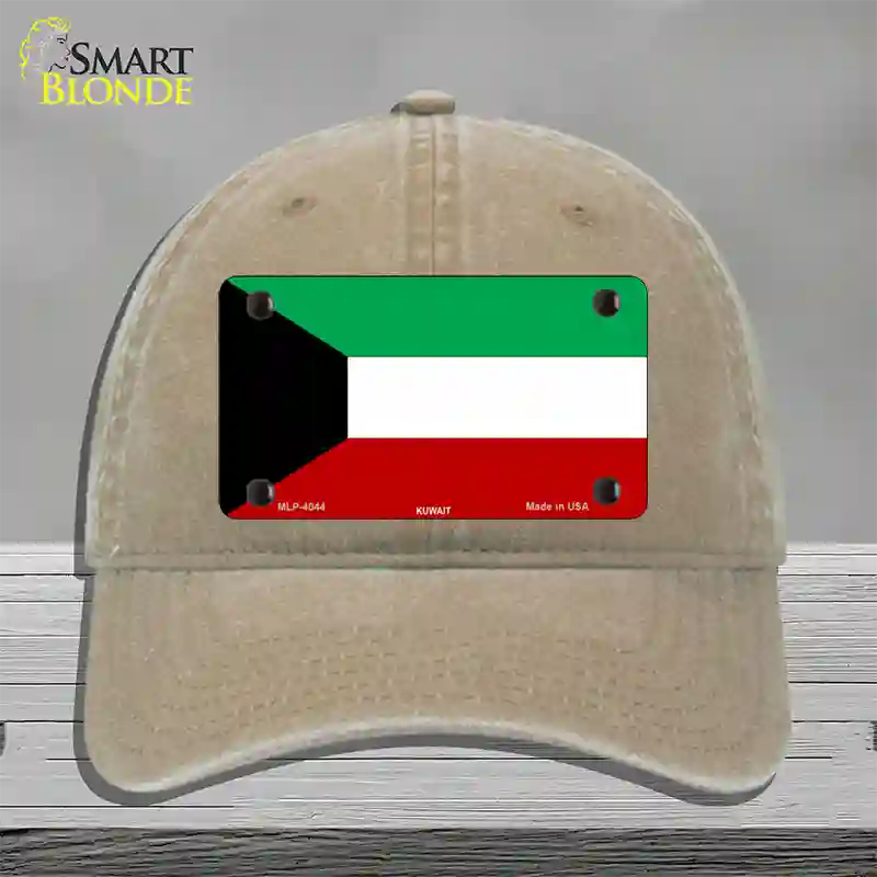 Kuwait Flag Novelty License Plate Hat Unconstructed Cotton / Khaki