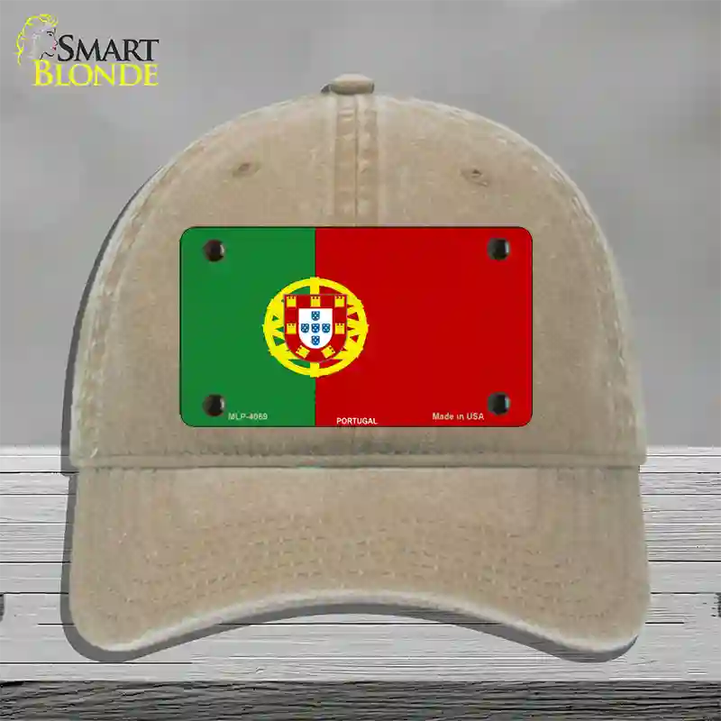 Portugal Flag Novelty License Plate Hat Unconstructed Cotton / Khaki