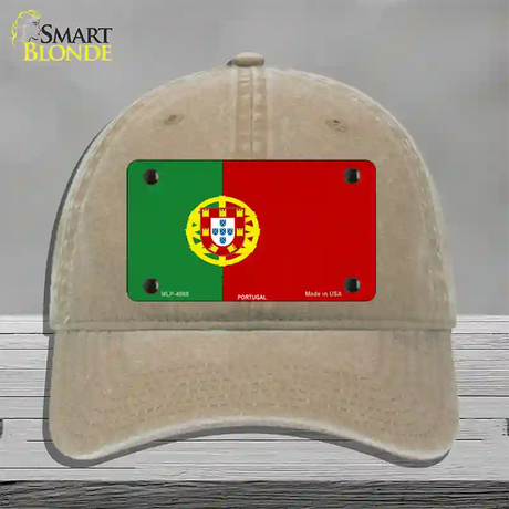 Portugal Flag Novelty License Plate Hat Unconstructed Cotton / Khaki