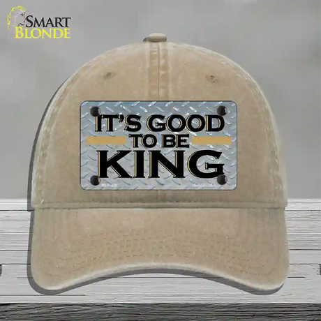 Good To Be King Novelty License Plate Hat Unconstructed Cotton / Khaki