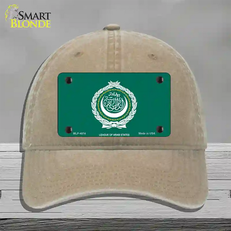 League Of Arab States Flag Novelty License Plate Hat Unconstructed Cotton / Khaki